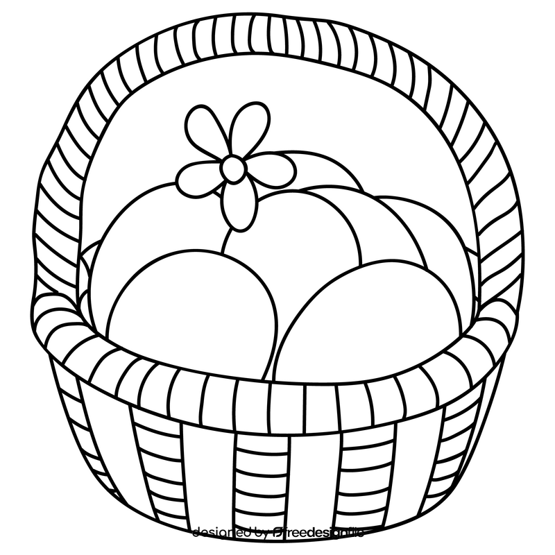 Easter eggs basket cartoon drawing black and white clipart