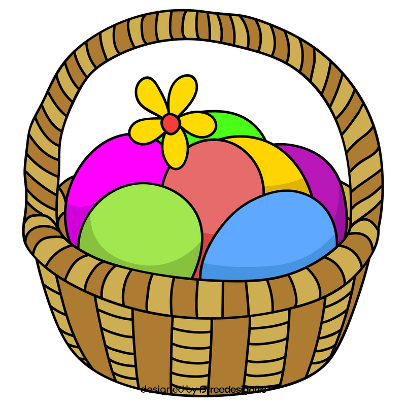 Easter eggs basket cartoon drawing clipart