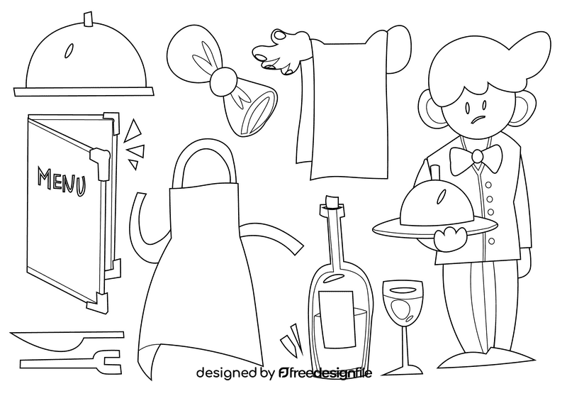 Waiter black and white vector