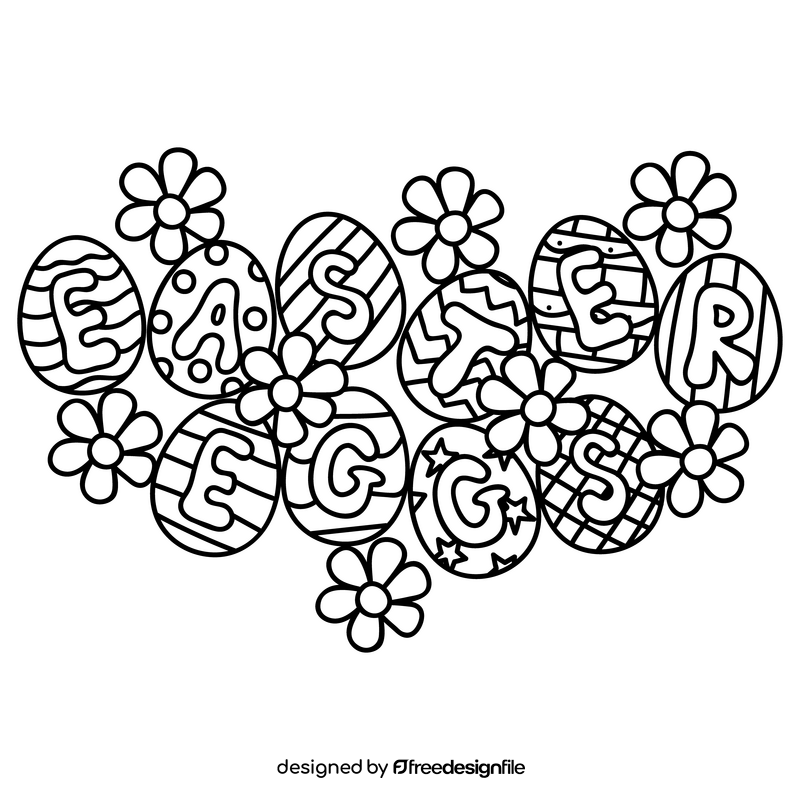 Easter eggs black and white clipart