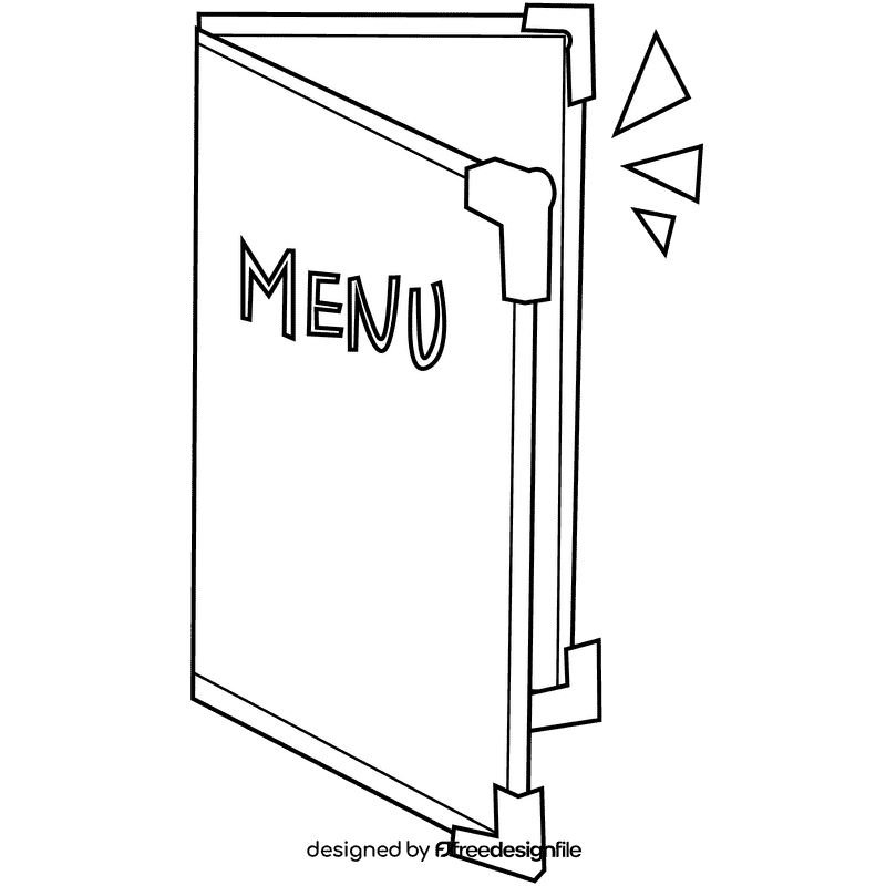 Waiter menu black and white clipart