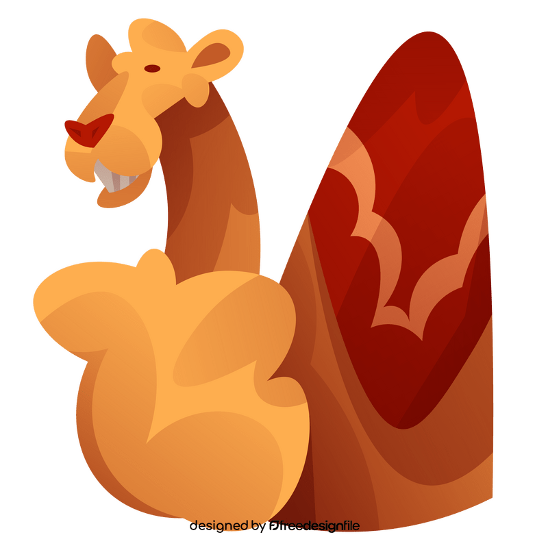Egyptian camel decorated with bright carpet clipart