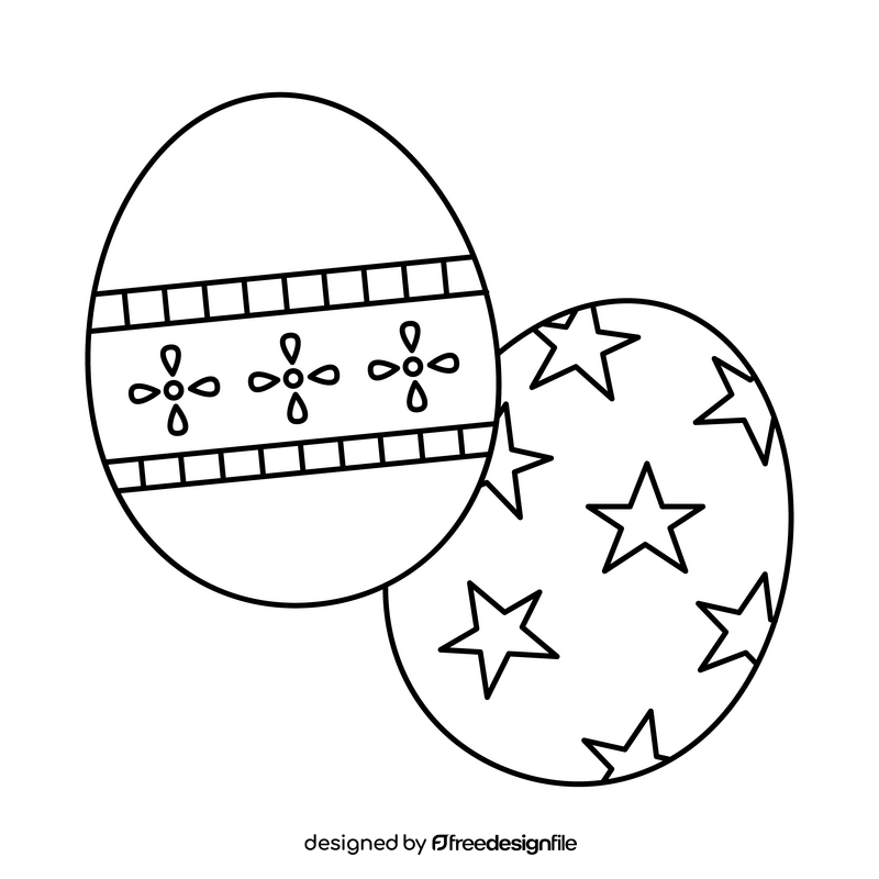 Two easter eggs black and white clipart