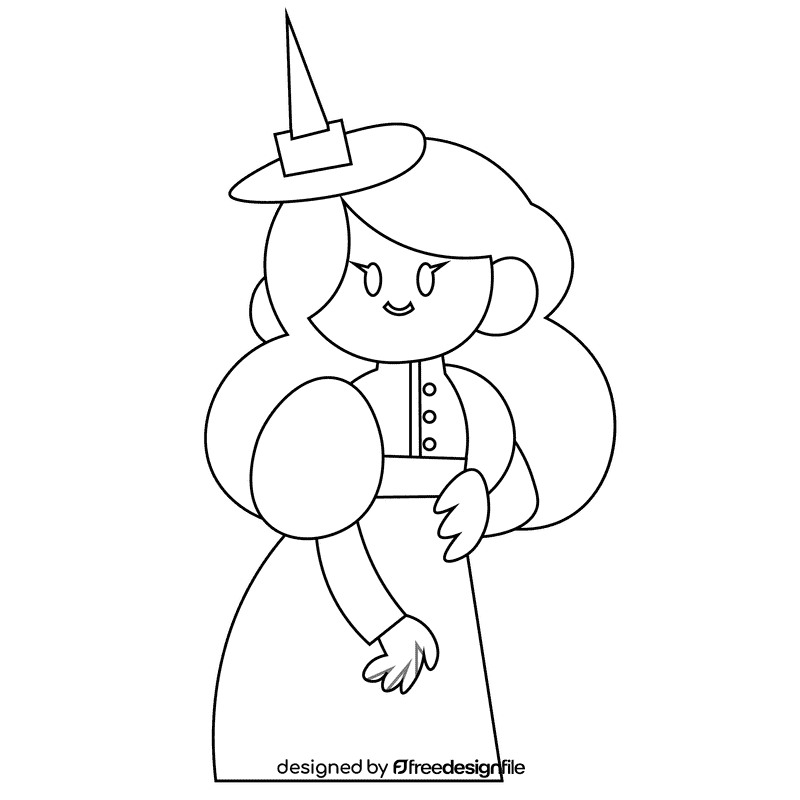 Witch black and white clipart
