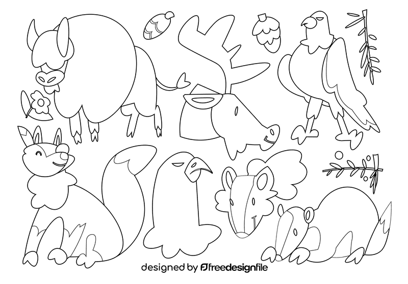 Symbols of USA animals black and white vector
