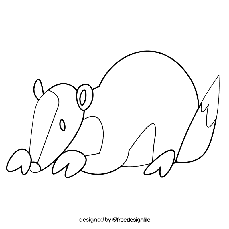 American badger black and white clipart