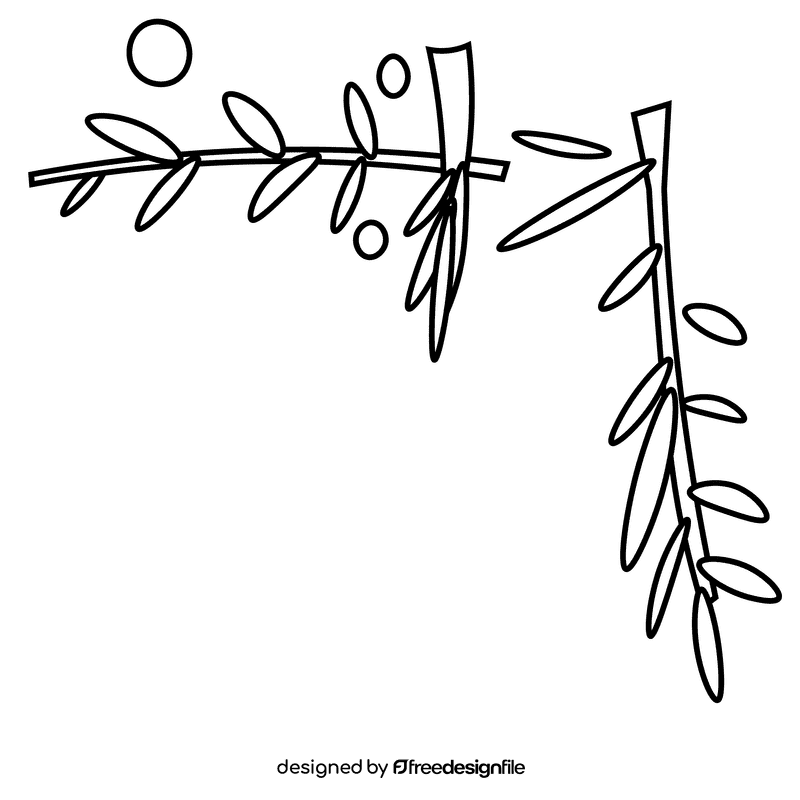 Tree branch black and white clipart