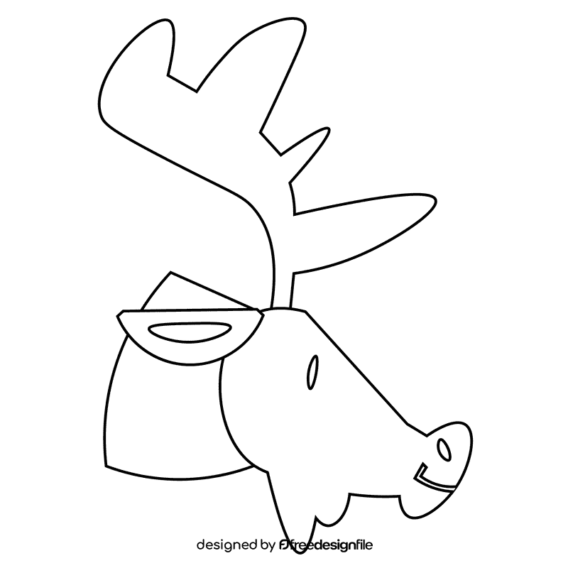 American moose black and white clipart
