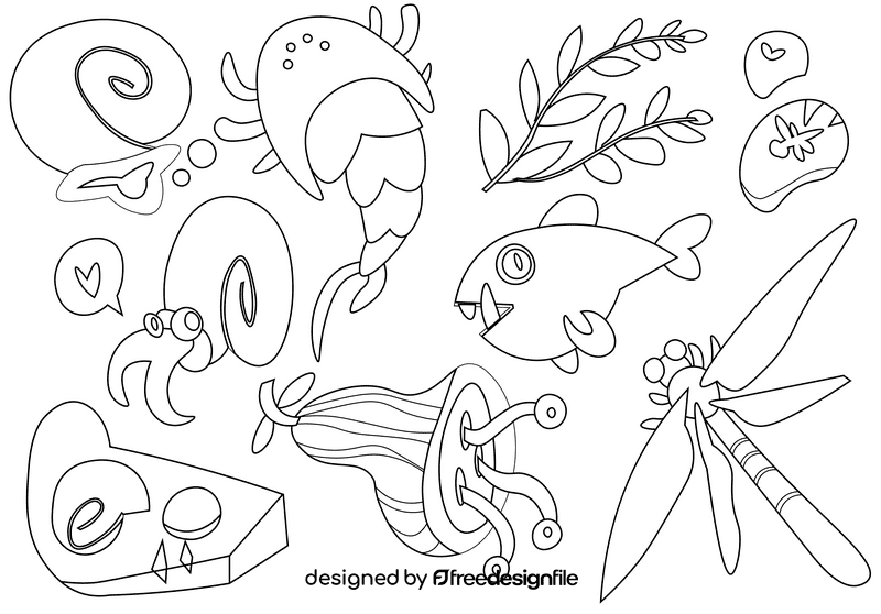 Ancient animals black and white vector