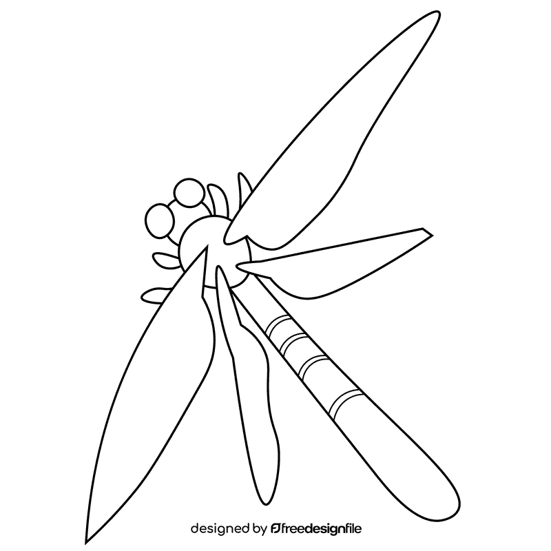 Ancient dragonfly black and white clipart