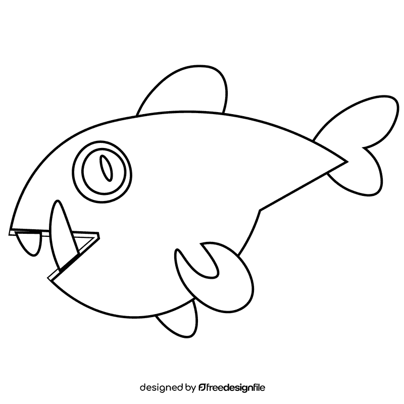 Ancient fish black and white clipart