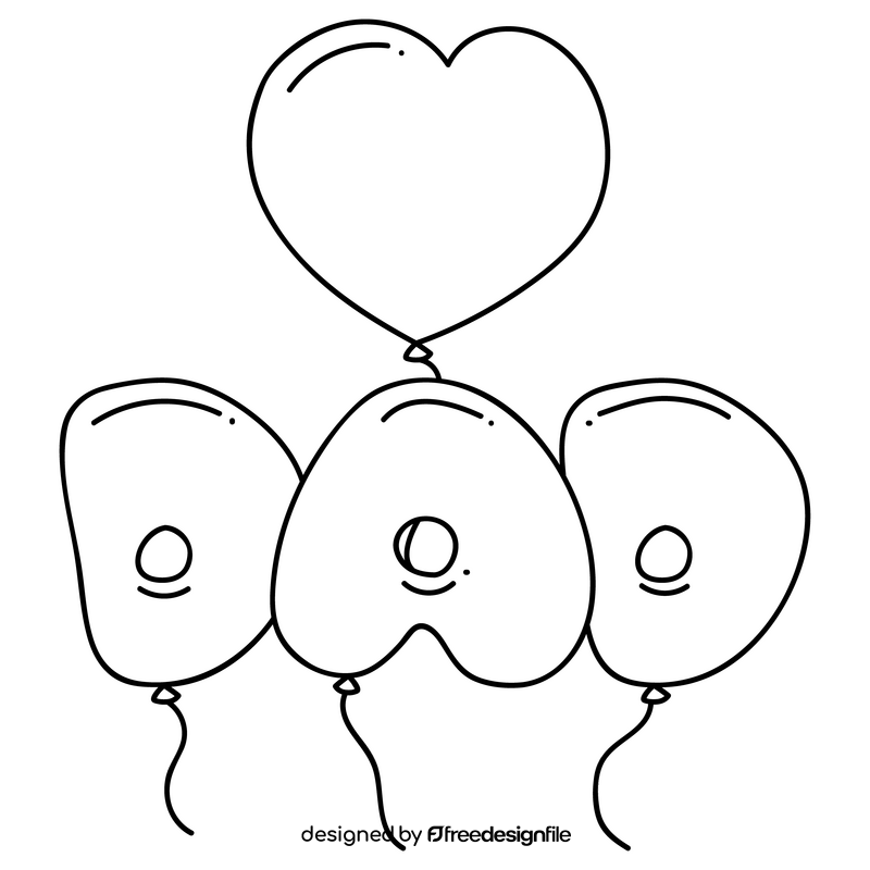 Fathers Day balloon black and white clipart