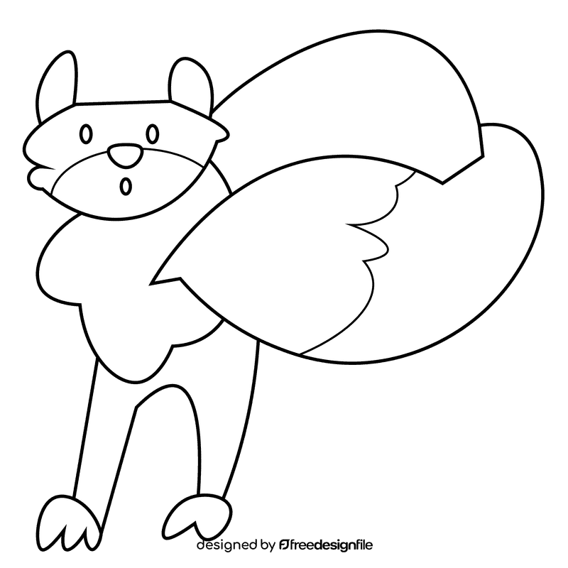 Arctic fox black and white clipart