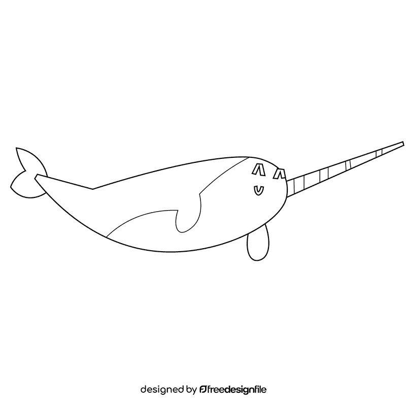 Arctic narval black and white clipart