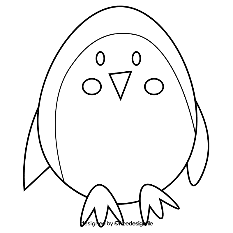 Arctic penguin black and white clipart