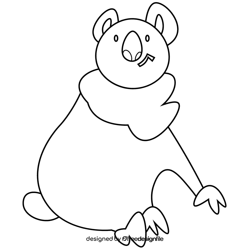 Australian koala black and white clipart