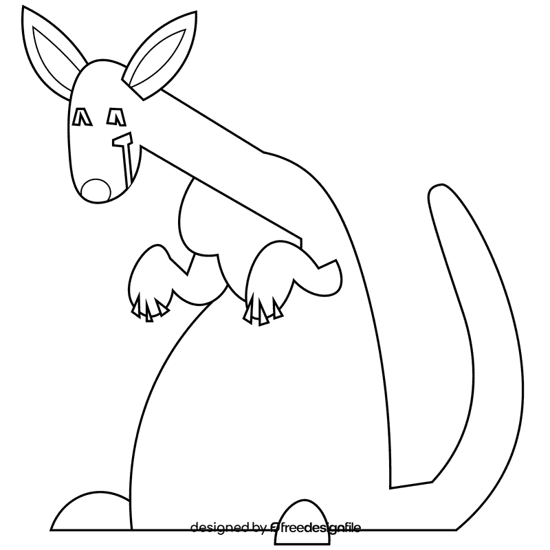 Australian kangaroo black and white clipart