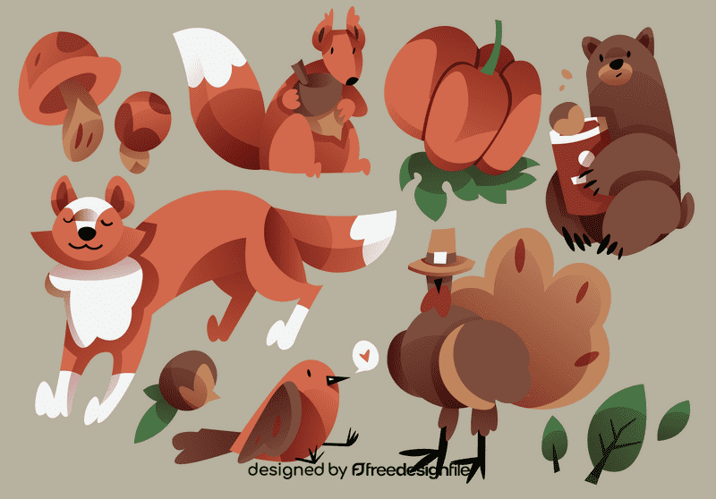 Autumn animals vector