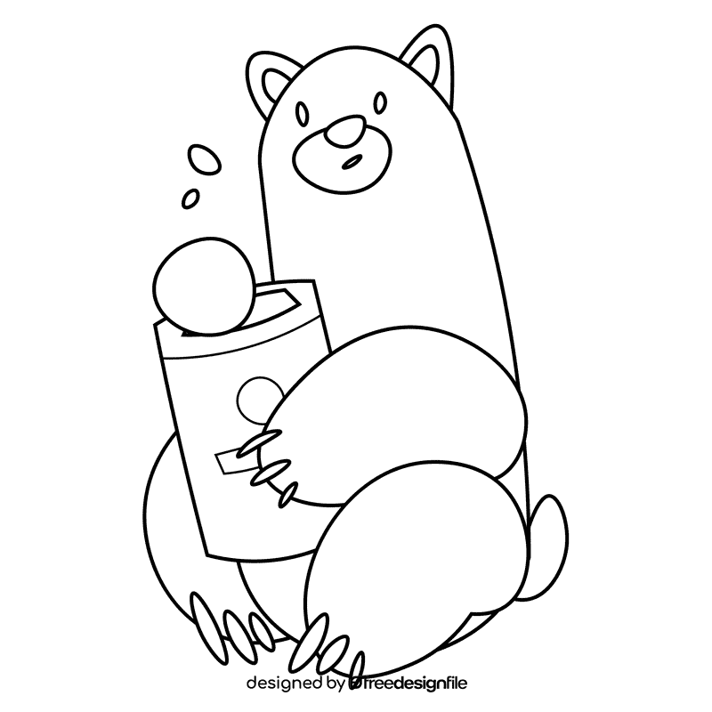 Autumn bear black and white clipart