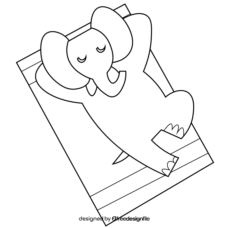 Beach elephant black and white clipart