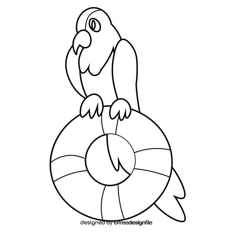 Beach parrot black and white clipart