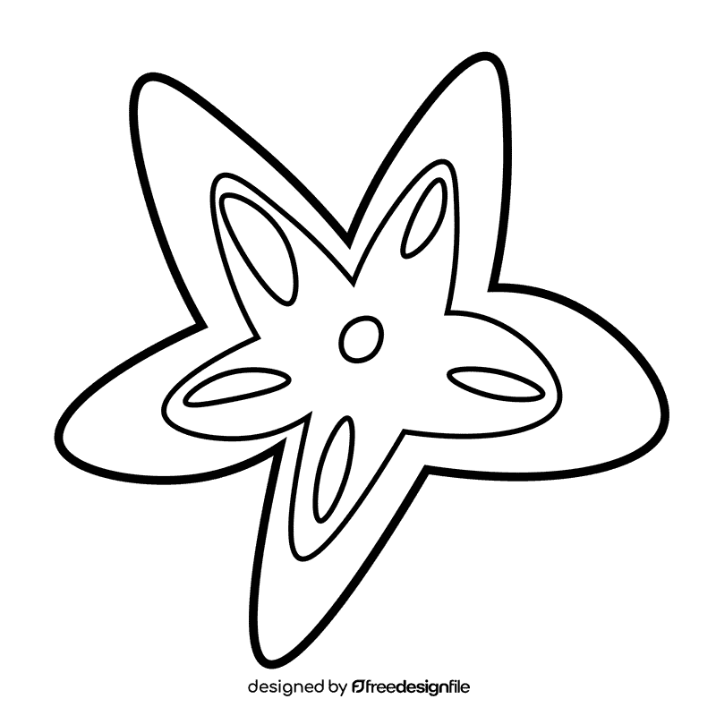 Beach starfish black and white clipart