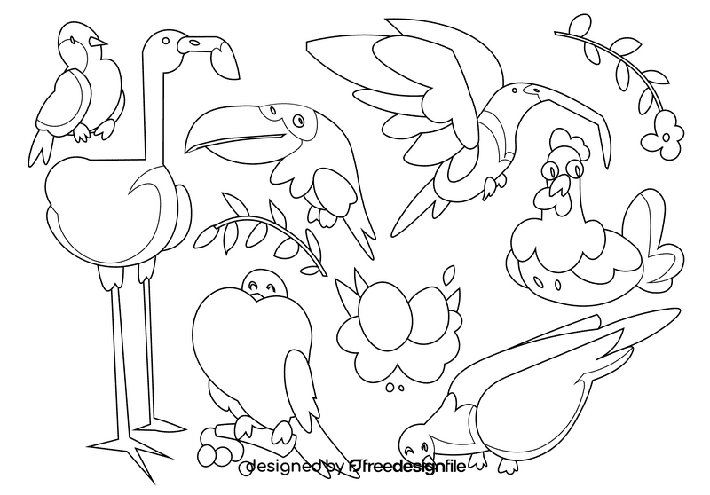 Birds black and white vector