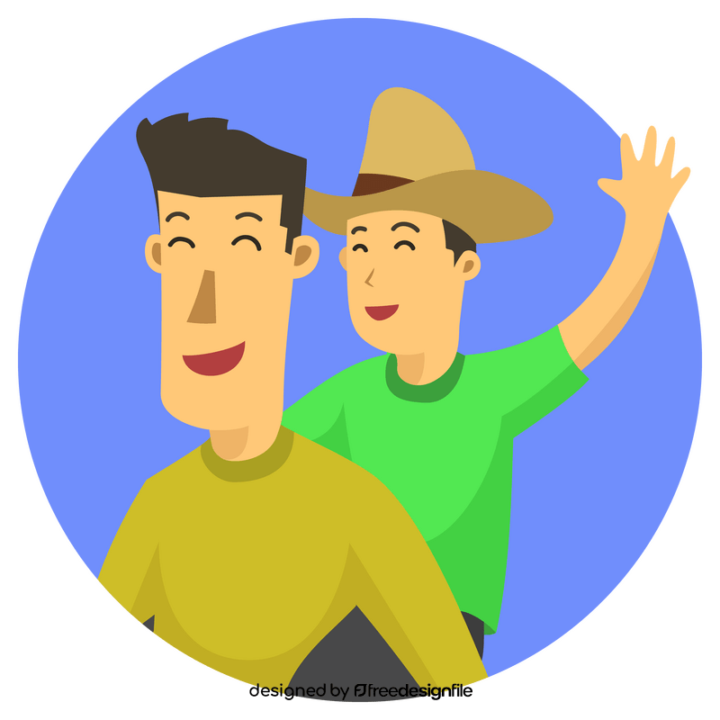 Happy Fathers Day dad and son cowboy clipart