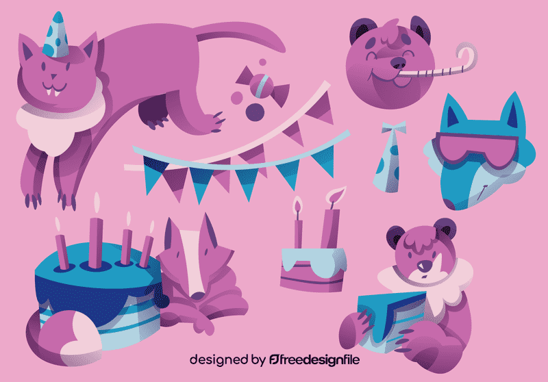 Birthday animals vector