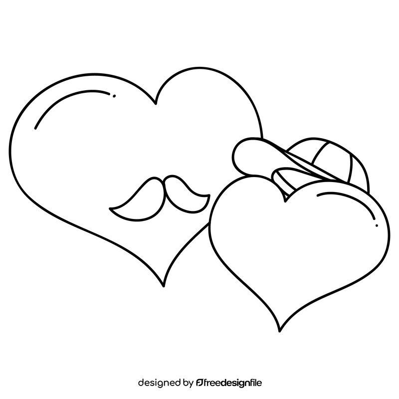 Happy Fathers day hearts black and white clipart