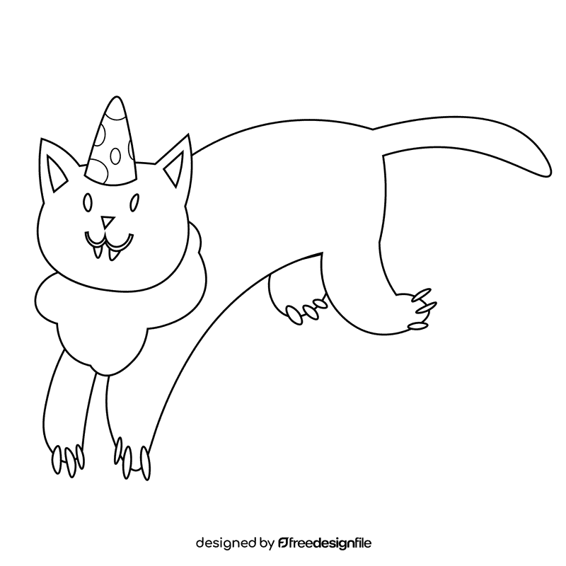 Birthday cat black and white clipart