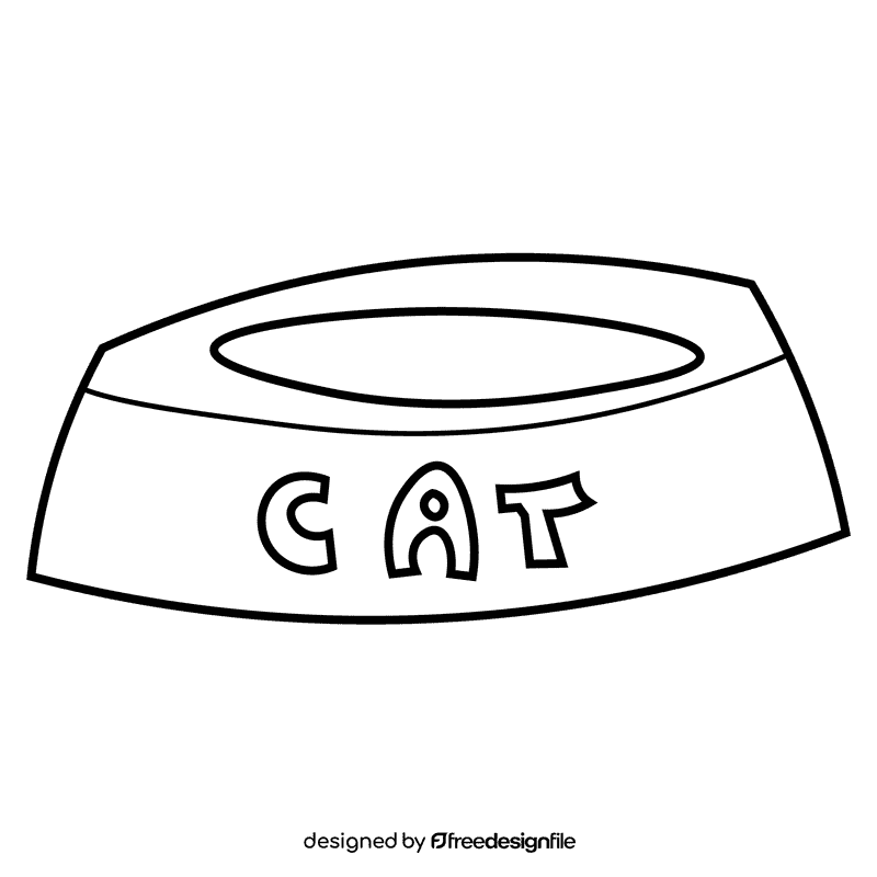 Cats bowl black and white clipart