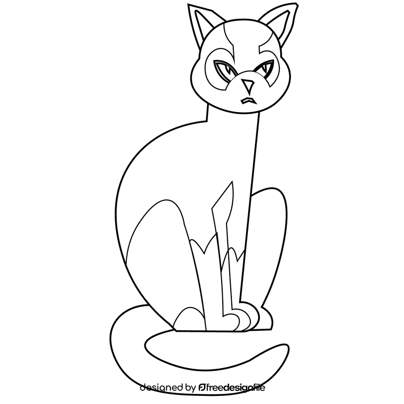 Cats sitting black and white clipart