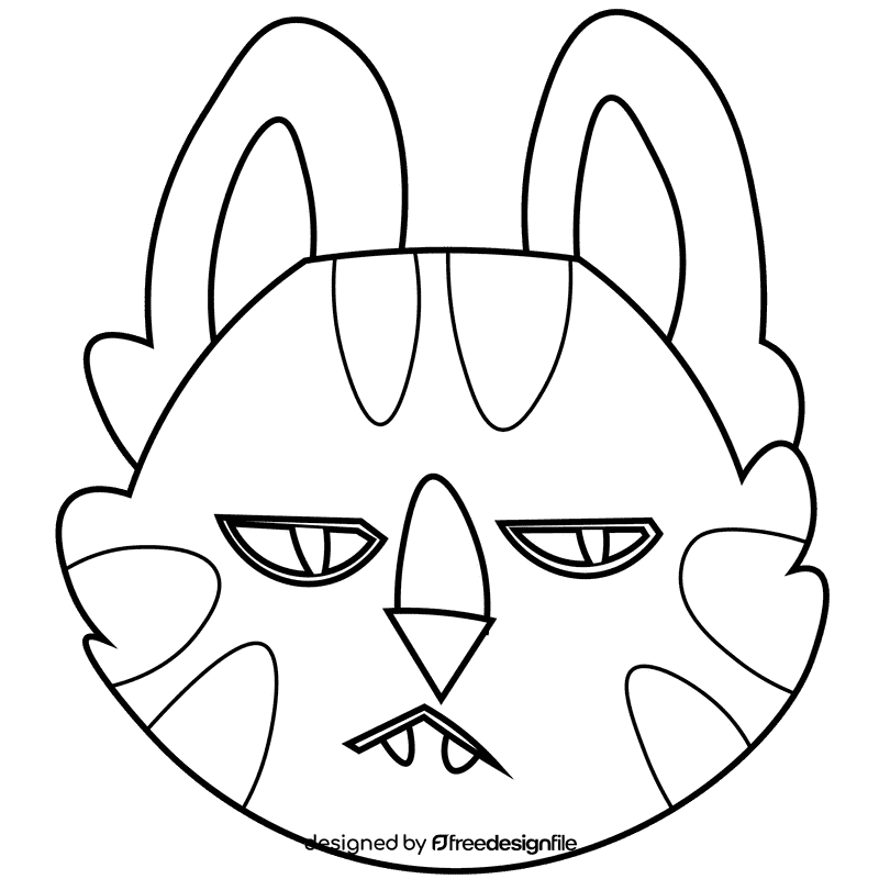Chinese calendar cat black and white clipart