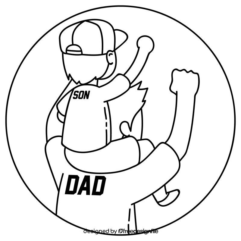 Fathers Day sports fans black and white clipart