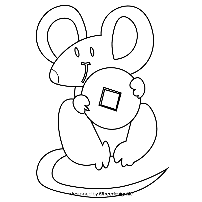Chinese calendar mouse black and white clipart