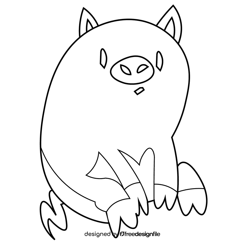 Chinese calendar pig black and white clipart