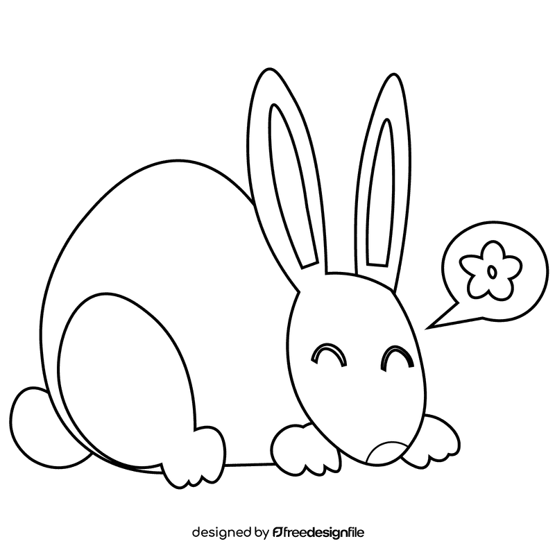 Chinese calendar rabbit black and white clipart