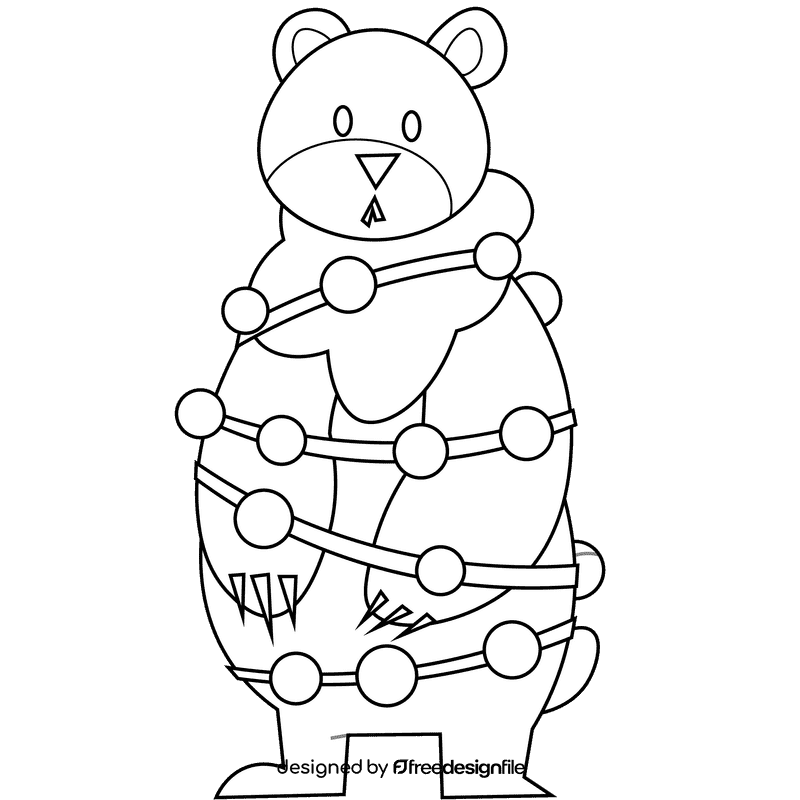 Christmas bear black and white clipart