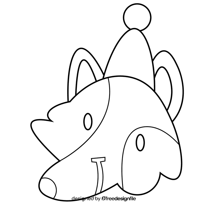 Christmas fox hat black and white clipart
