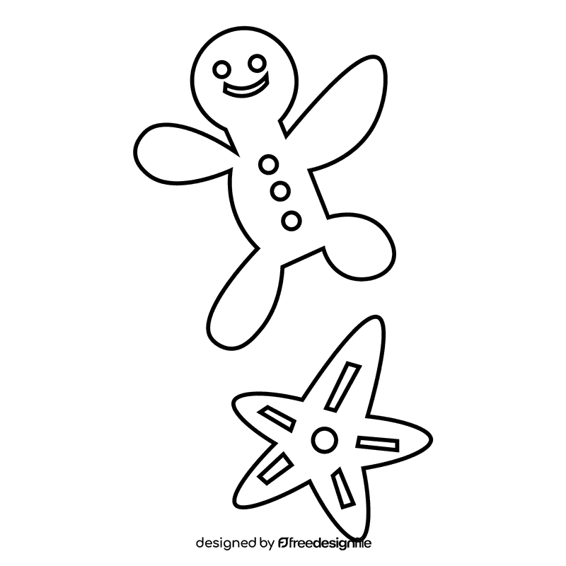 Christmas gingerbread black and white clipart
