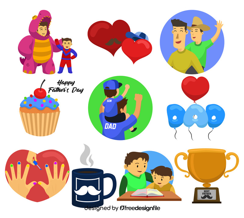 Happy fathers day cliparts set vector