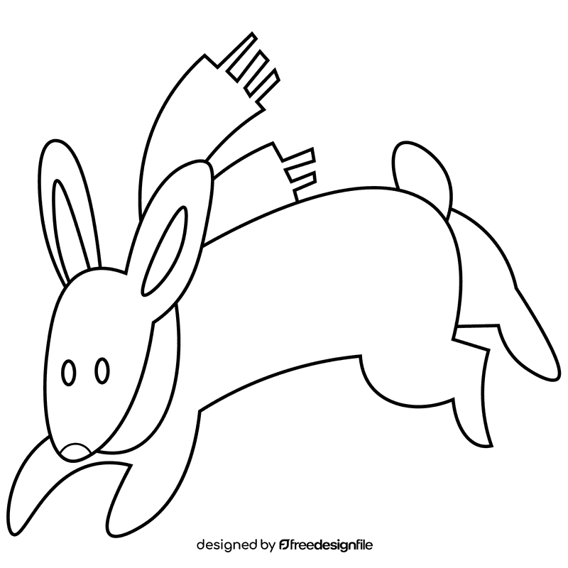 Christmas rabbit black and white clipart