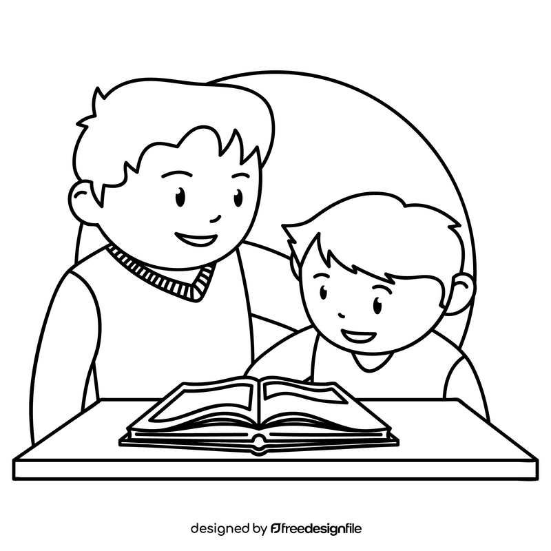 Fathers day learning cartoon black and white clipart