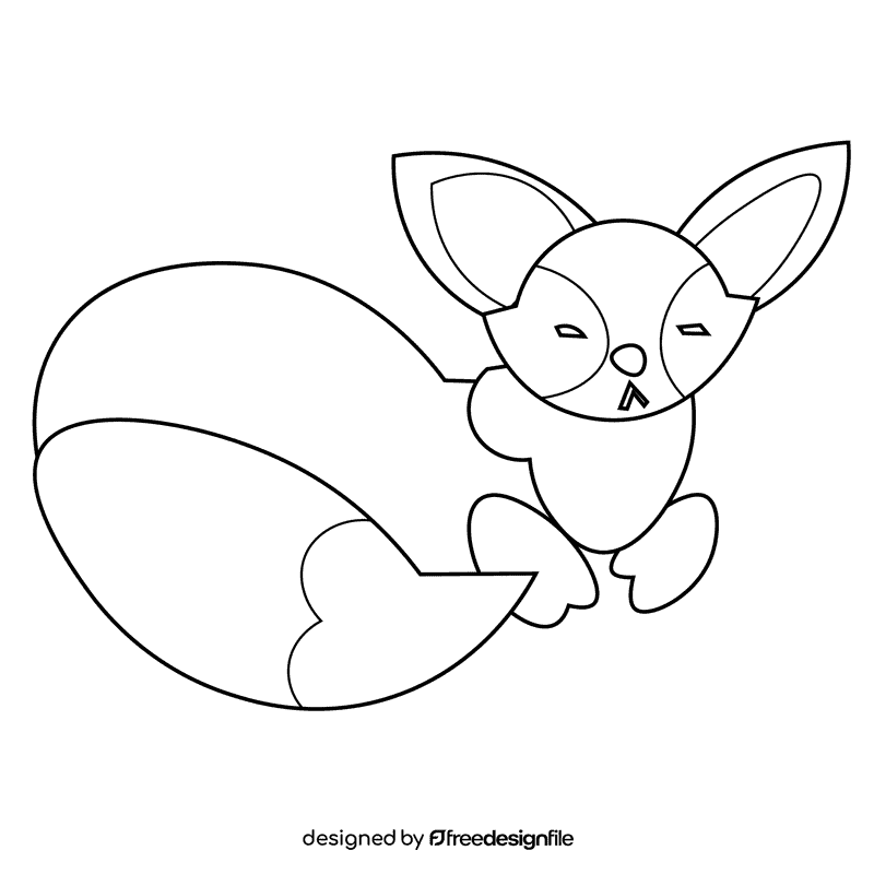 Fenech desert fox black and white clipart