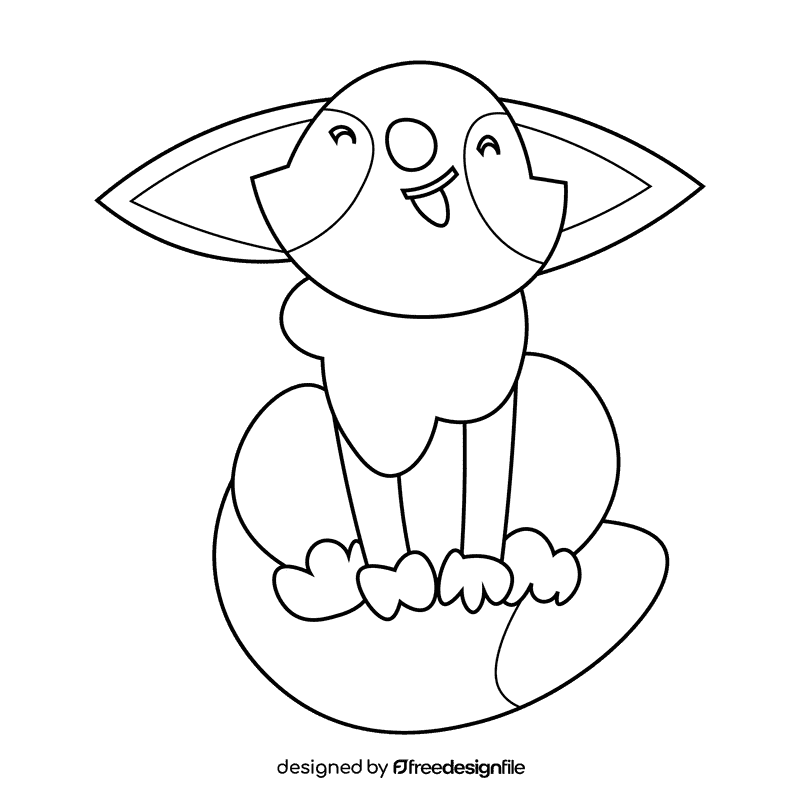 Desert fenech fox black and white clipart