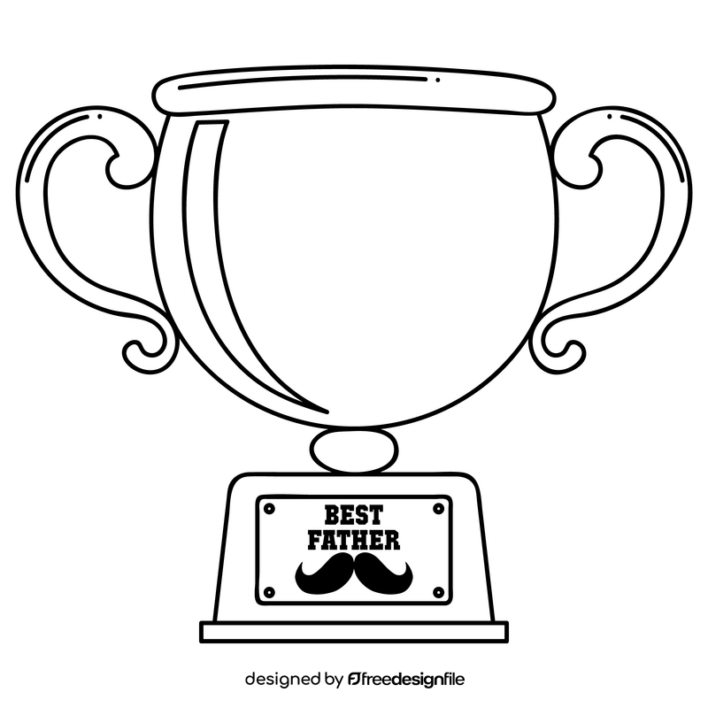 Fathers Day trophy black and white clipart