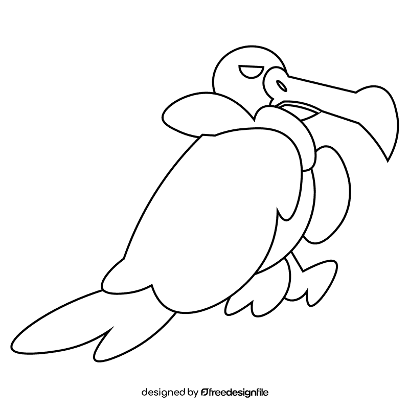 Desert griffin bird black and white clipart