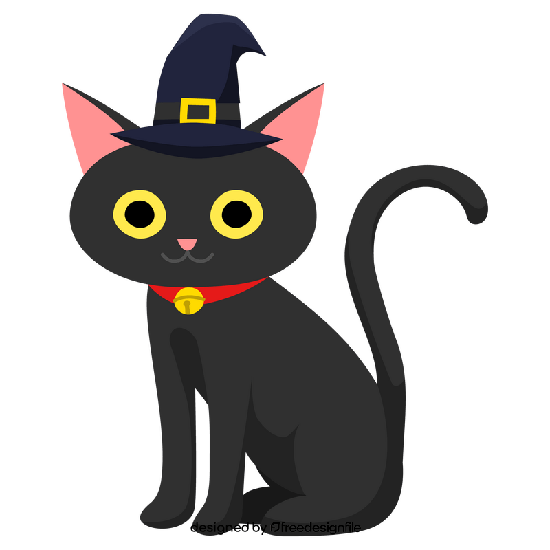 Halloween black cat cartoon clipart