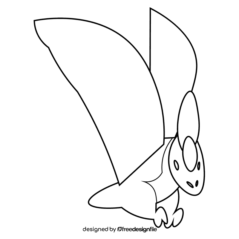 Dinosaurs fly black and white clipart